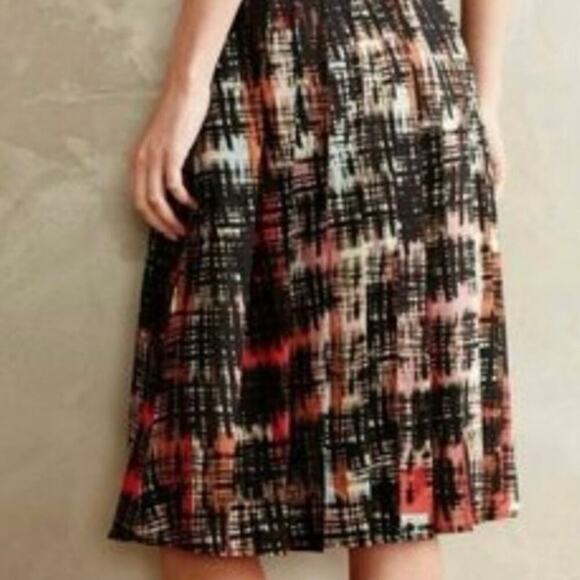 Fynn and Rose Women’s Abstract Pleated Midi Skirt Sz. 4 Anthropologie - Picture 4 of 14